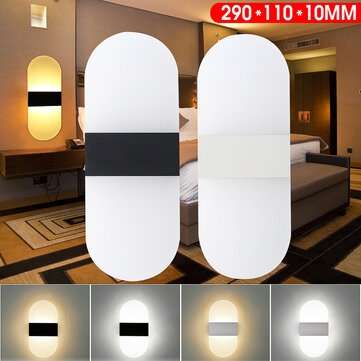 290x110x10mm 6W 24LED Modern Wall Light Surfac... (SHELL COLOR: BLACKSHELL | LIGHT COLOR: WARMWHITE)