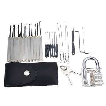 29Pcs Training Unlock Tool Skill Set Unlocking Lock Picks Set Key Extractor