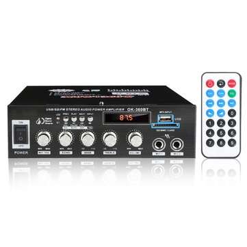 2CH bluetooth HIFI Stereo Power Amplifier Digital Audio Tuner Support FM Radio 2 Microphone USB SD H