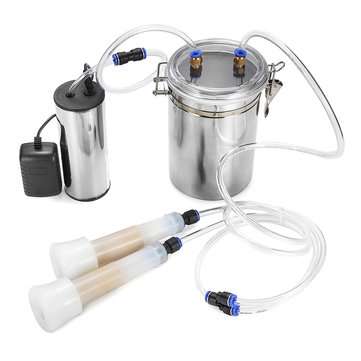 2L Electric Cow Milking Machine 75Kpa Vacuum Pump Milker Double Head EU/US/AU Plug (PLUG: USPLUG)