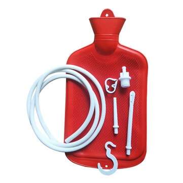2L Enema Bag Colonic Irrigation Reusable Irrigation Medical Colon Cleansing Home (COLOR1: RED)