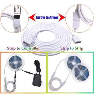 2M 5Pin RGBW Extension Cable Cord Wire + 4PCS Needle Connectors for 5050 3528 RGB RGBW LED Strip lig