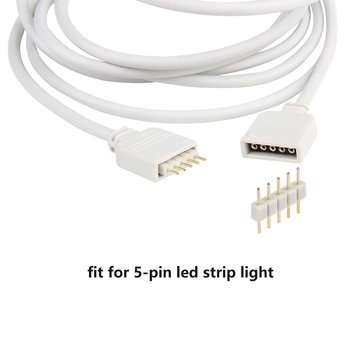 2M 5Pin RGBW Extension Cable Cord Wire + 4PCS Needle Connectors for 5050 3528 RGB RGBW LED Strip lig
