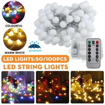 2M/5M/10M Battery Powered LED String Light 8 Modes Glo... (COLOR.: WARMWHITE | LED QUANTITY: 100LED)