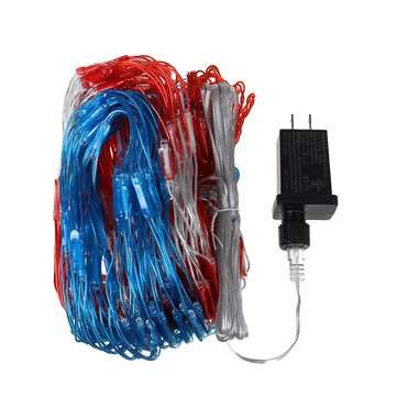 2MX1M 390LED American Flag Net Light Outdoor String Lamp Yard Home Waterproof US Plug 30V