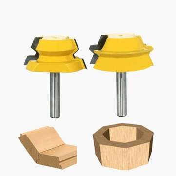 2Pcs 1/2 Inch Shank Lock Miter Router Bits 22.5 Degree Glue Joinery Woodworking Milling Cutter For W