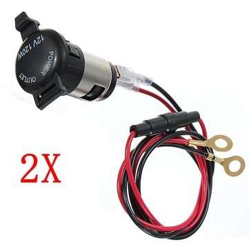 2Pcs 12V 120W Car Lighter Motorcycle Bike Tractor Power Socket Plug Outlet