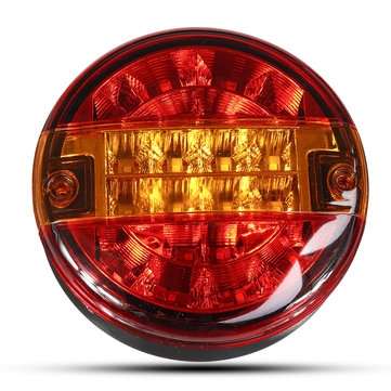 2Pcs 12V 24V Car Rear LED Tail Lights Brake Stop Turn Signal Lamps Round Hamburger For Lorry Truck C
