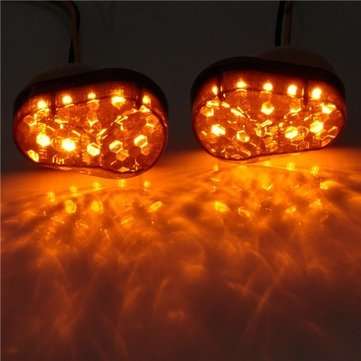 2Pcs 12V Smoke 15 LED Flush Mount Turn Signal Blinker Universal