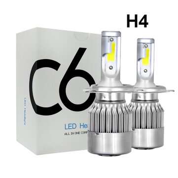 2pcs 12V/24V C6 LED Bulb H1/H4/H7/H11/9005/9006 White Headlights 72W 7200Lm COB Headla... (TYPE: H4)