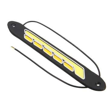 2Pcs 12V COB LED Car DRL Daytime Running Lights Strip Yellow & White Dual Color Turn Signal Fog DayL