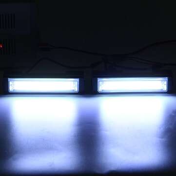 2PCS 13modes Car COB LED Amber Strobe Recover Flashing Lights Beacon Lamp (COLOR: WHITE)