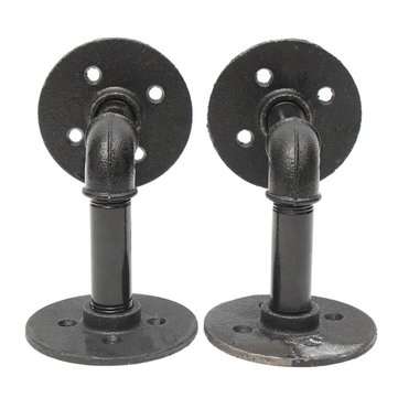 2pcs 3/4 Inch Iron Pipe Shelf Bracket Industrial Pipe Scaffold Board Shelf Brackets