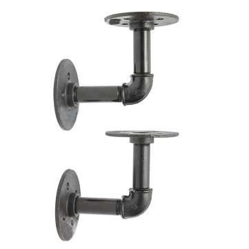 2pcs 3/4 Inch Iron Pipe Shelf Bracket Industrial Pipe Scaffold Board Shelf Brackets