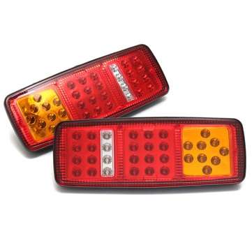 2Pcs 33LEDs Rear Tail Lights Stop Brake Reverse Turn Signal Indicator Lamps Waterproof Trailer Truck
