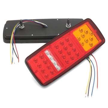 2Pcs 33LEDs Rear Tail Lights Stop Brake Reverse Turn Signal Indicator Lamps Waterproof Trailer Truck