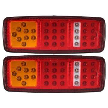 2Pcs 33LEDs Rear Tail Lights Stop Brake Reverse Turn Signal Indicator Lamps Waterproof Trailer Truck