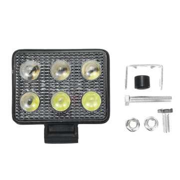 2Pcs 3inch 6LED 18W 6000K Work Light License Plate Lamp Truck Off Road Tractor Spot Light Squar