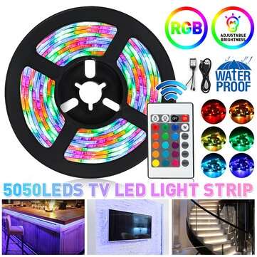 2PCS 50CM DC5V USB Powered LED Strip Light Waterproof 5050 RGB Computer TV Backlight Kit + Remote Co