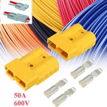 2Pcs 50A  DC12/24V Anderson Style Plug Connectors Anderson Power Plug 4X Terminals Yellow