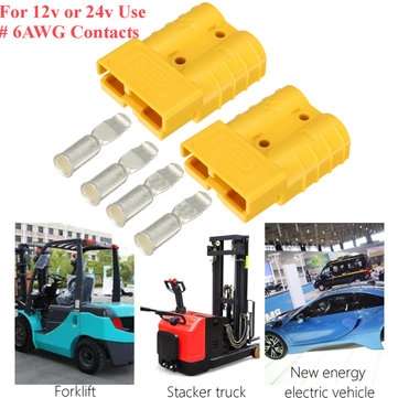 2Pcs 50A  DC12/24V Anderson Style Plug Connectors Anderson Power Plug 4X Terminals Yellow