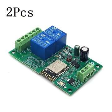 2Pcs 5V/8-80V Power Supply ESP8266 WIFI Dual Relay Module ESP-12F Development Board Secondary Develo