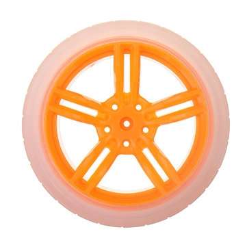 2Pcs 65*27mm Orange+Transparent Color Rubber Wheels for TT Motor  Smart Chassis Car