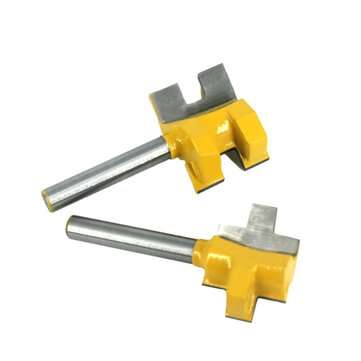 2pcs 6mm Shank T-Slot Tenon Milling Cutter Carving Knife Square Tooth Router Bits for Wood Tool Wood