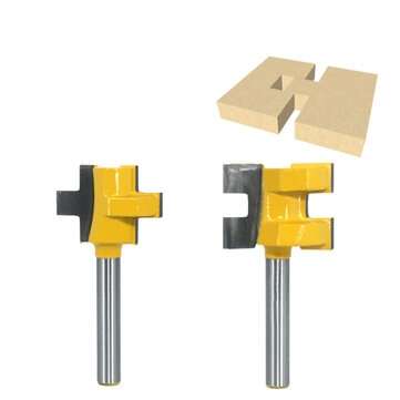 2pcs 6mm Shank T-Slot Tenon Milling Cutter Carving Knife Square Tooth Router Bits for Wood Tool Wood