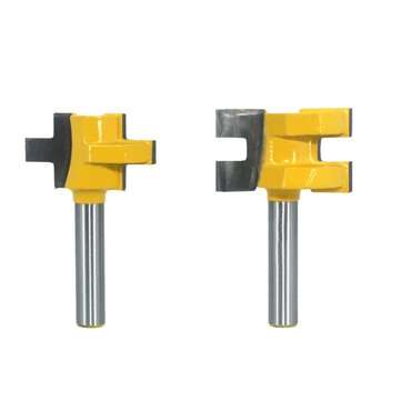 2pcs 6mm Shank T-Slot Tenon Milling Cutter Carving Knife Square Tooth Router Bits for Wood Tool Wood