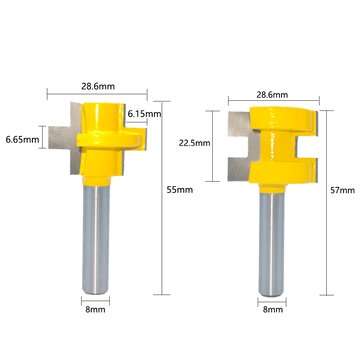 2pcs 8MM Shank T-Slot Square Tooth Tenon Bit Milling Cutter Carving Router Bits for Wo... (SIZE: 1#)