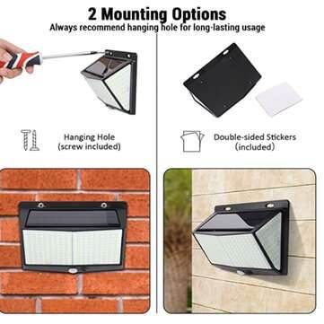 2Pcs ARILUX 8W 288LED Solar Wall Light Motion Sensor Garden Courtyard Path Lamp 3 Modes Waterproof I
