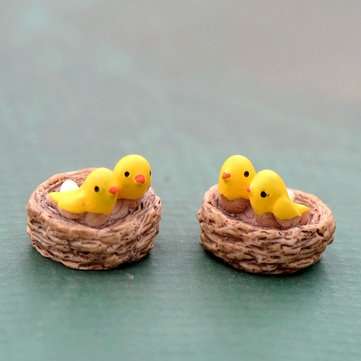 2PCS Bird Nest Resin Small Ornament Moss Micro Furnishing Articles Home Succulent Plant Decoration