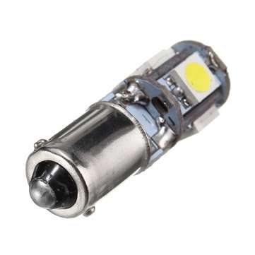 2PCS BAX9S H6W 5-SMD LED Side Marker Lights Tail Parking Interior Bulbs Canbus Error Free 12V 6000K