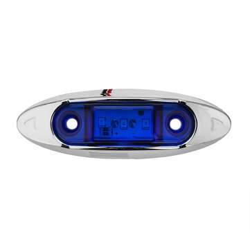 2Pcs Blue 3LED 24V Side Marker Indicator Light Clearance Lamp Truck Trailer Lorry Van