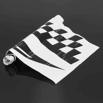 2Pcs Car Decal Vinyl Graphics Stickers Hood Decals Checkered Flags Stripe Black  17x77cm #CG169