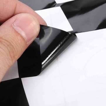 2Pcs Car Decal Vinyl Graphics Stickers Hood Decals Checkered Flags Stripe Black  17x77cm #CG169