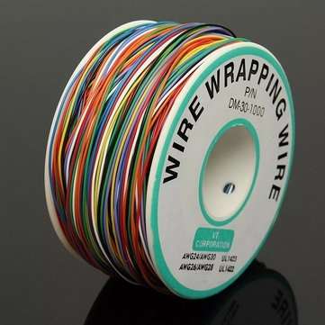 2Pcs DANIU 250M 8-Wire Colored Insulated P/N B-30-1000 30AWG Wire Wrapping Cable Wrap Reel