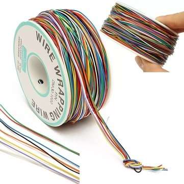 2Pcs DANIU 250M 8-Wire Colored Insulated P/N B-30-1000 30AWG Wire Wrapping Cable Wrap Reel