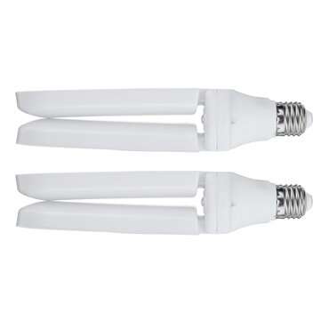 2PCS E27 56*2 LED Garage Light Bulb 2 Blades Foldable Mining Warehouse Ceiling Fan Lamp AC165-265V