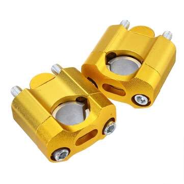 2PCS HandleBar Riser Mount Clamp Adapter 22 & 28mm Alu Dirt Bike ATV Universal (COLOR: GOLD)