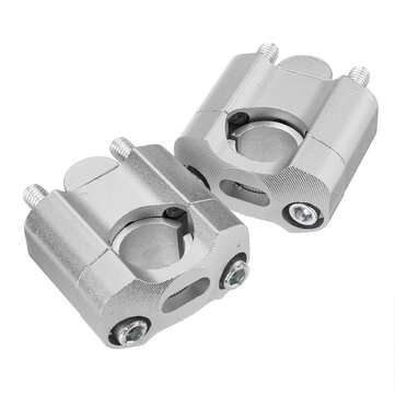 2PCS HandleBar Riser Mount Clamp Adapter 22 & 28mm Alu Dirt Bike ATV Universal (COLOR: SILVER)