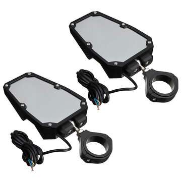 2pcs LED Lights Rear View Side Mirrors For Polaris UTV RZR 1.75"-2" Roll Cage