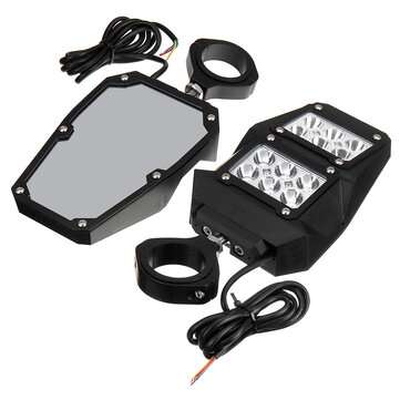 2pcs LED Lights Rear View Side Mirrors For Polaris UTV RZR 1.75"-2" Roll Cage