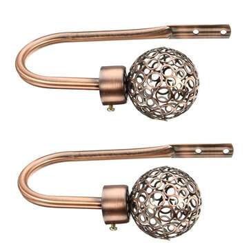 2Pcs Modern Curtain Holdback Tieback Hollow Metal Tie Tassel Hook Loop Holder (COLOR.: COPPER)