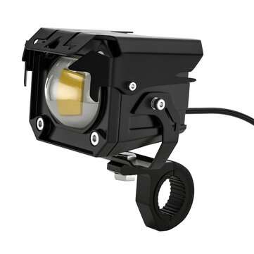 2Pcs Motorcycle LED Auxiliary Hi/Lo Beam Strobe Double Colors Fog Light Aluminum Alloy Safety Drivin