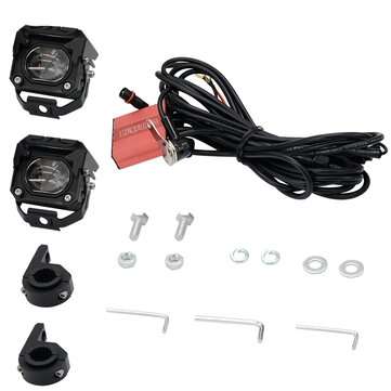 2Pcs Motorcycle LED Auxiliary Hi/Lo Beam Strobe Double Colors Fog Light Aluminum Alloy Safety Drivin