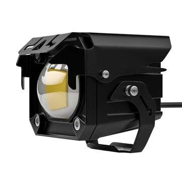 2Pcs Motorcycle LED Auxiliary Hi/Lo Beam Strobe Double Colors Fog Light Aluminum Alloy Safety Drivin