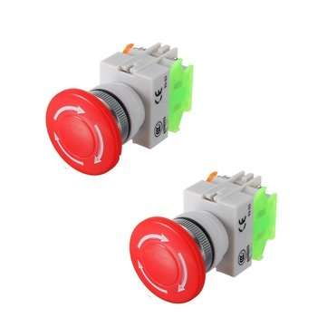 2pcs N/O N/C Emergency Stop Switch Push Button Mushroom 4 Screw Terminals