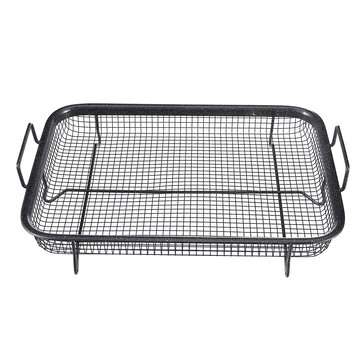 2Pcs Non Stick Mesh Pan Air Fryer Oven Mesh Baking Grill Tray Basket Tool